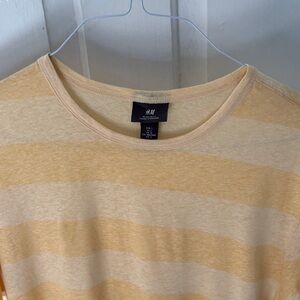 H&M Men's Light Yellow Striped Tee